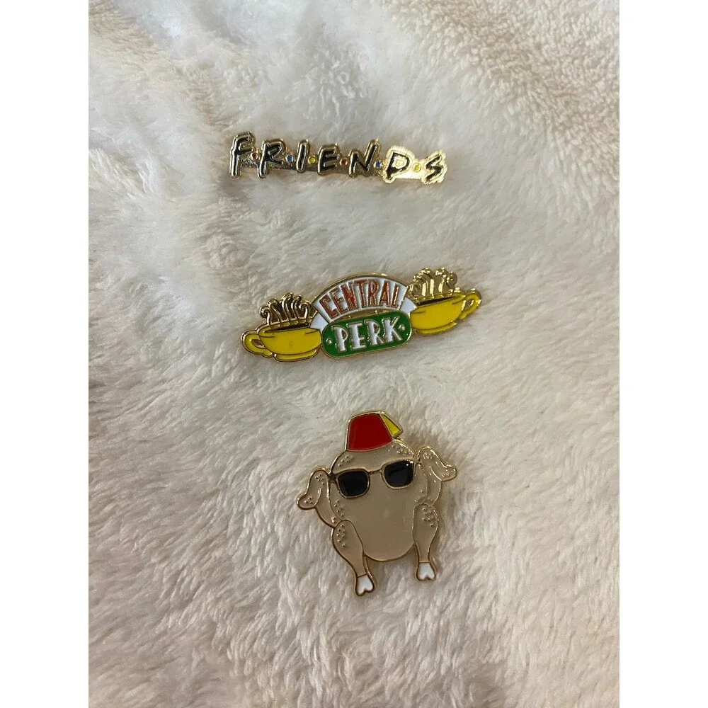 New Friends TV Series Enamel Lapel Pin Set of 3 Central Perk Turkey Logo Novelty
